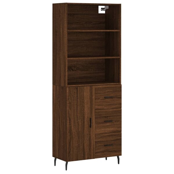 vidaXL Buffet haut Chêne marron 69 5x34x180 cm Bois d'ingénierie