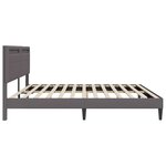 vidaXL Cadre de lit avec bandes LED Gris 180 x 200 cm Simili cuir