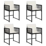 vidaXL Chaises de jardin lot de 4 avec coussins noir résine tressée