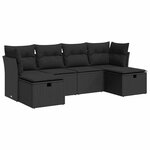 vidaXL Salon de jardin 6 Pièces avec coussins noir résine tressée
