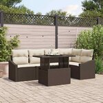 vidaXL Ensemble de canapé de jardin avec coussin 6 Pièces Marron  Crème