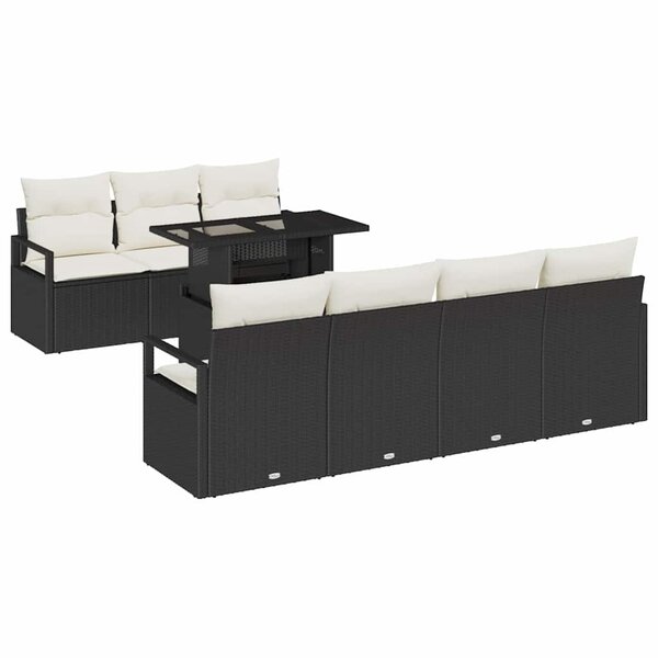 vidaXL Ensemble de canapé de jardin 8 Pièces Noir Poly rotin