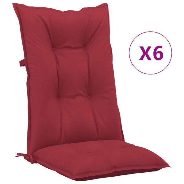 vidaXL Coussins de chaise de jardin à dossier haut lot de 6 bordeaux