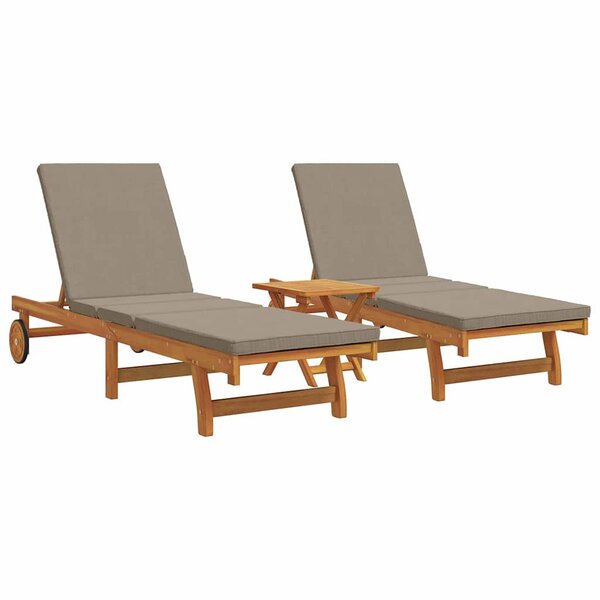 vidaXL Transat 3 pc Bois d'Acacia Massif Marron