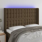 vidaXL Tête de lit à LED Marron foncé 147x16x118/128 cm Tissu