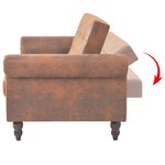 vidaXL Canapé à 2 places convertible accoudoir daim synthétique marron