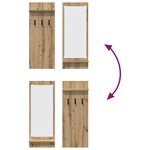 vidaXL Porte-manteau mural avec étagère avec stockage avec miroir Chêne artisan 70 x 10 x 90 cm