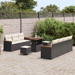 vidaXL Ensemble de canapé de jardin 10 Pièces Noir Poly rotin