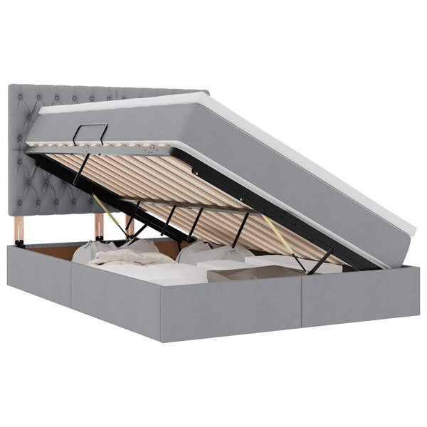 vidaXL Lit avec rangement et matelas Gris clair 140 x 190 cm tissu