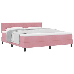vidaXL Lit à ressorts avec tête de lit Rose 180 x 200 cm Velours