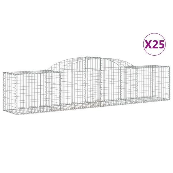 vidaXL Paniers à gabions arqués 25 Pièces 300x50x60/80 cm fer galvanisé