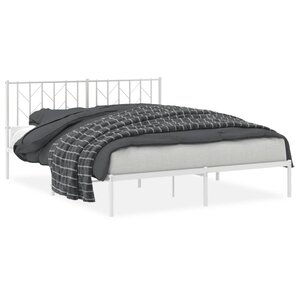 vidaXL Cadre de lit métal sans matelas et tête de lit blanc 160x200 cm