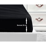 Drap housse noir 100  coton 180 x 200 x 25 cm