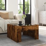 vidaXL Table basse avec LED infini chêne fumé 50x50x30 cm