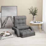 vidaXL Chaise pliable de sol avec fonction de lit Gris clair Tissu