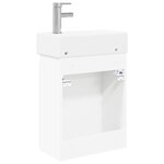 vidaXL Meuble de salle de bain avec robinet Blanc 45 5 x 22 5 x 84 cm