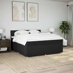 vidaXL Sommier à lattes de lit avec matelas Noir 200x200 cm Tissu