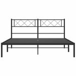 vidaXL Cadre de lit métal sans matelas avec tête de lit noir 135x190cm