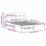vidaXL Cadre de lit Marron 140 x 200 cm Bois de pin massif