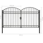 vidaXL Portillon double porte avec dessus arqué Acier 300x200 cm Noir