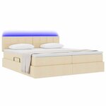 vidaXL Lit de rangement LED avec matelas Crème 180 x 200 cm Tissu