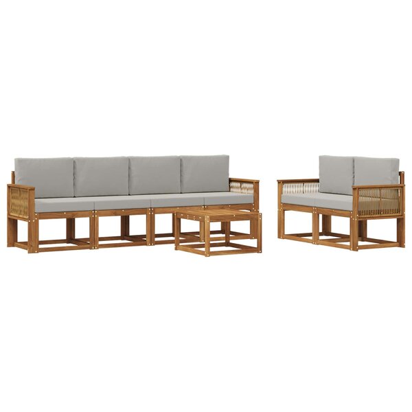 vidaXL Ensemble de canapés d'extérieur 7 Pièces Naturel et gris clair