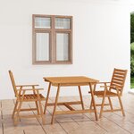 vidaXL Mobilier de salle à manger de jardin 3 Pièces Bois d'acacia solide