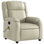 vidaXL Fauteuil de massage inclinable crème similicuir