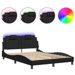 vidaXL Cadre de lit avec lumières LED noir 120x200 cm similicuir