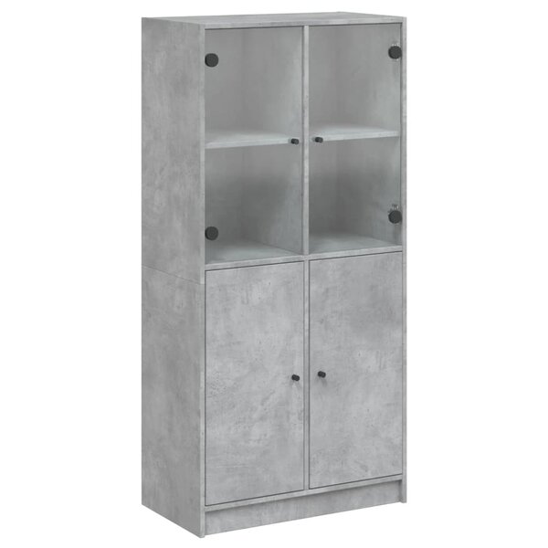 vidaXL Buffet haut avec portes gris béton 68x37x142 cm bois ingénierie