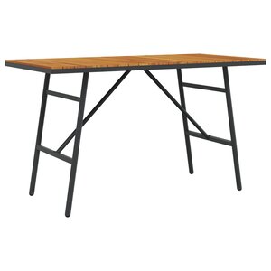 vidaXL Table à manger - Noir  110x55x62 cm  en bois d'acacia massif
