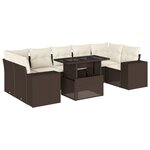 vidaXL Salon de jardin 8 Pièces avec coussins marron résine tressée