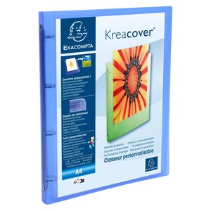Classeur 4 Anneaux 15mm Polypropylène Chromaline 5/10e Kreacover® - A4 - Bleu - X 12 - Exacompta