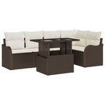 vidaXL Ensemble de canapé de jardin 6 Pièces Marron Poly rotin