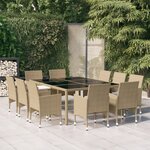 vidaXL Ensemble à manger de jardin 11Pièces Résine tressée Beige