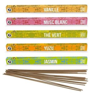 Coffret 5 encens japonais parfumés - 60 bâtonnets
