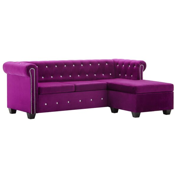 vidaXL Canapé d'angle Revêtement en velours 199x142x72 cm Violet