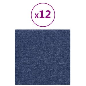 vidaXL Panneaux muraux 12 Pièces Bleu 30x30 cm Tissu 1 08 m²