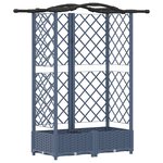 vidaXL Lit Élevé avec Treillis et Toit Gris 124 x 40 x 126 cm PP