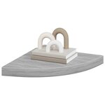 vidaXL Étagère d'angle murale Gris béton 35x35x3 8 cm MDF