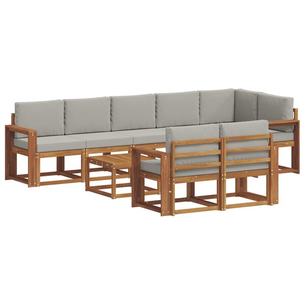 vidaXL Ensemble de canapés d'extérieur 9 pc Gris Naturel et Clair