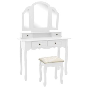 vidaXL Ensemble de coiffeuse et tabouret Blanc 100x40x146 cm Paulownia