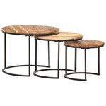 vidaXL Tables gigognes 3 Pièces Bois d'acacia massif