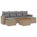 vidaXL Salon de jardin avec coussins 7Pièces mélange beige résine tressée