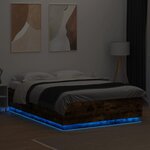 vidaXL Cadre de lit avec LED sans matelas chêne fumé 160x200 cm
