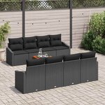 vidaXL Ensemble de canapé de jardin 7 Pièces Noir