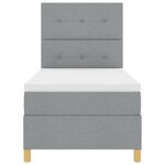 vidaXL Lit Box Spring avec Matelas et Lumière LED Gris clair 90x200 cm Tissu