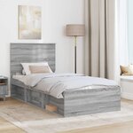 vidaXL Cadre de lit Gris Sonoma 90 x 200 cm Pin massif