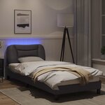 vidaXL Cadre de lit avec lumières LED gris 90x200 cm similicuir