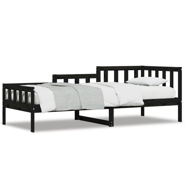 vidaXL Lit de jour sans matelas noir 90x190 cm bois de pin massif